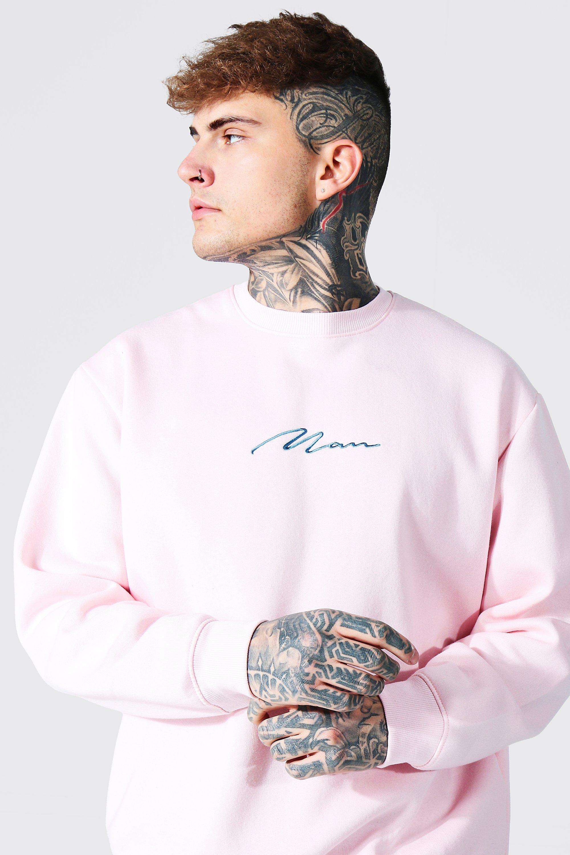 Pink oversized hot sale crew neck